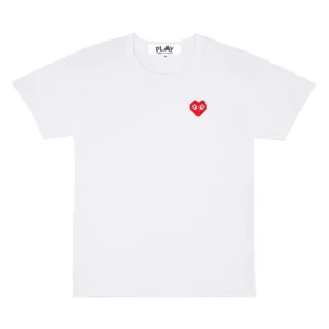 CDG Play Basic Invaders T-shirt Red Emblem (White)