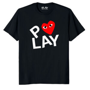 Cdg T-shirt Black Double Heart Screenprint Black