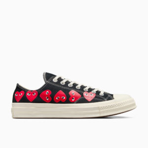 Cdg Conerse Multi Hearts Low Top Black