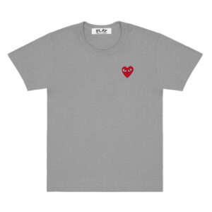 CDG Play Basic Coloured T-shirt Red Emblem (Grey)