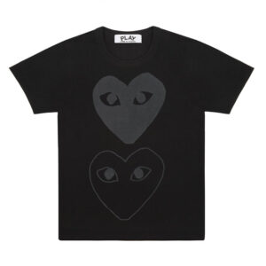 CDG Play Black T-shirt Black Double Heart Screenprint