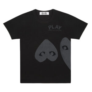 CDG Play Black T-shirt Black Three Heart Screenprint