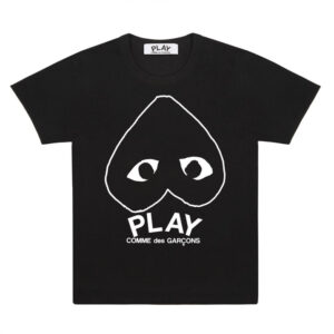 CDG Play Black T-shirt With White Heart Outline