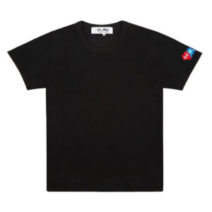 CDG Play Invader T-shirt Red And Blue Sleeve Emblem (Black)