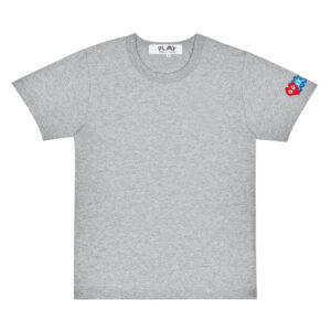 CDG Play Invader T-shirt Red And Blue Sleeve Emblem (Grey)