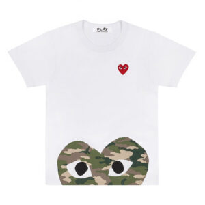 Play White T-shirt With Camo Printed Half Heart