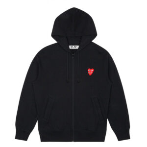 CDG Play Zip Hoodie With Red Family Heart