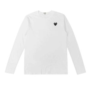 Cdg Comme Des Garcons Play Long Sleeve Overlapping Heart White & Red